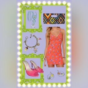 Kimchi Orange Floral Mini Dress Outfit